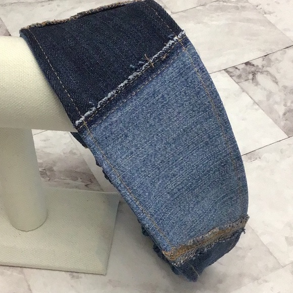 Denim reversible headband, patchwork jeans headband - Picture 9 of 9